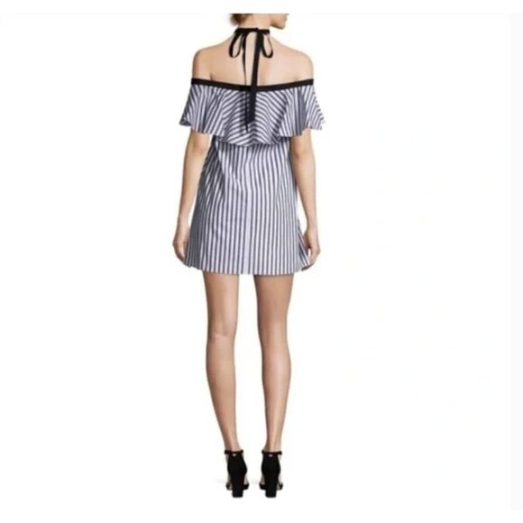 Alice + Olivia Alexis Black & White Stripe Halter Mini Dress XS - Picture 3 of 6
